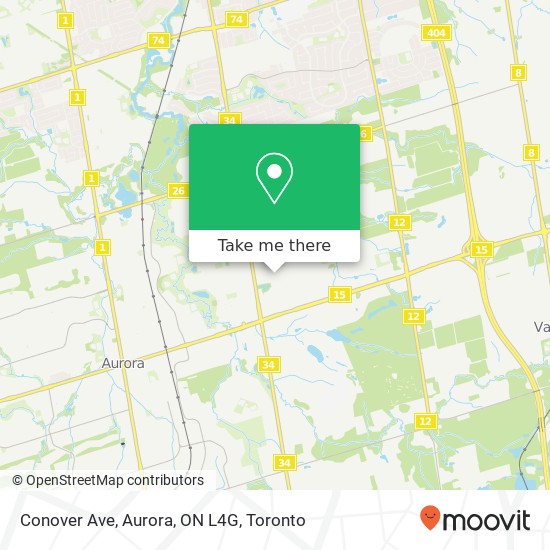 Conover Ave, Aurora, ON L4G map