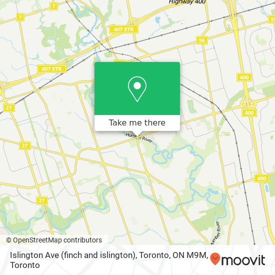 Islington Ave (finch and islington), Toronto, ON M9M map
