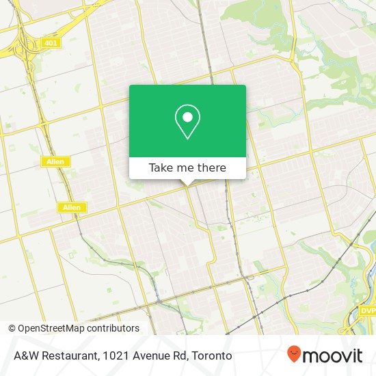 A&W Restaurant, 1021 Avenue Rd map