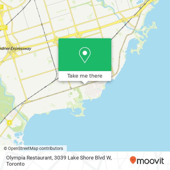 Olympia Restaurant, 3039 Lake Shore Blvd W map