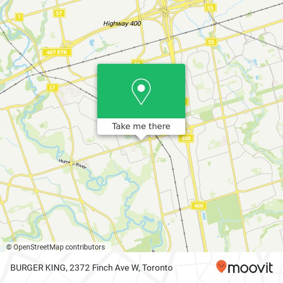 BURGER KING, 2372 Finch Ave W map