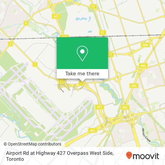 Airport Rd at Highway 427 Overpass West Side map
