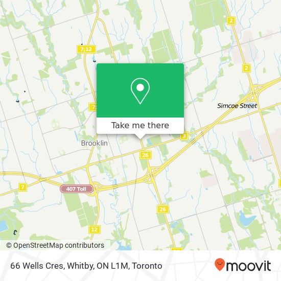 66 Wells Cres, Whitby, ON L1M map