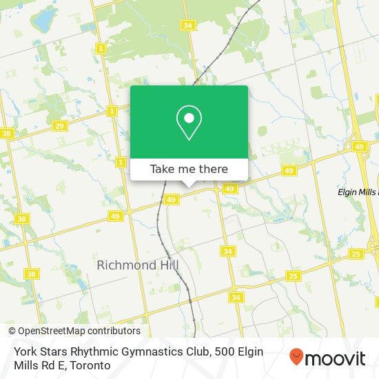 York Stars Rhythmic Gymnastics Club, 500 Elgin Mills Rd E map