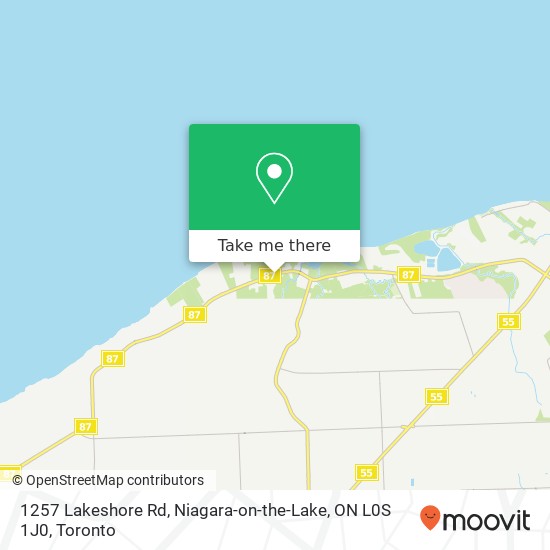 1257 Lakeshore Rd, Niagara-on-the-Lake, ON L0S 1J0 map