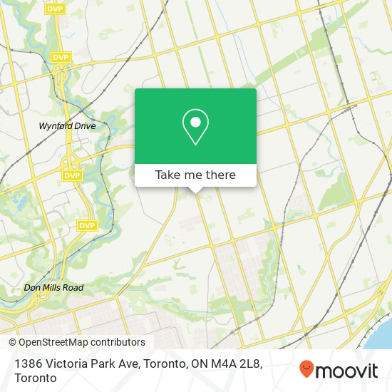 1386 Victoria Park Ave, Toronto, ON M4A 2L8 map