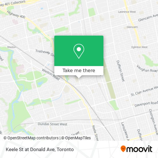 Keele St at Donald Ave map