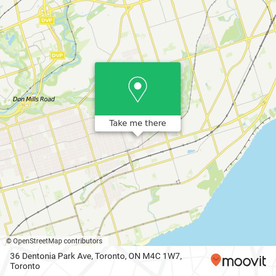 36 Dentonia Park Ave, Toronto, ON M4C 1W7 map