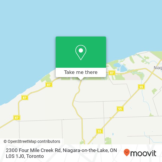 2300 Four Mile Creek Rd, Niagara-on-the-Lake, ON L0S 1J0 map