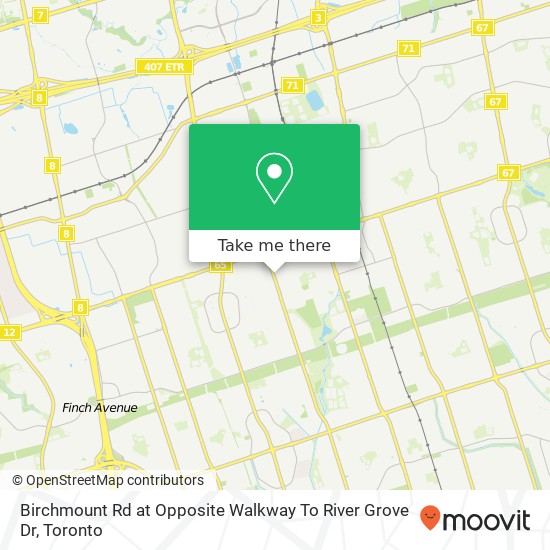 Birchmount Rd at Opposite Walkway To River Grove Dr map
