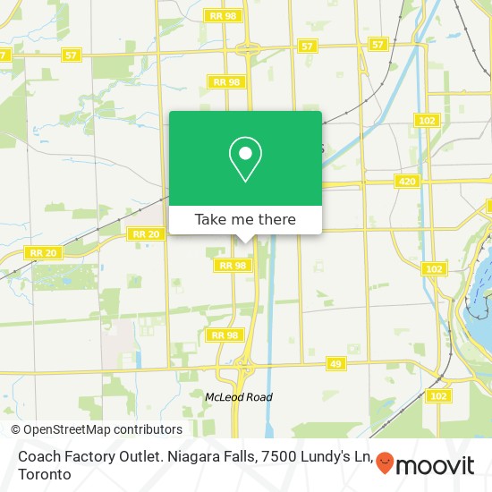 Coach Factory Outlet. Niagara Falls, 7500 Lundy's Ln map