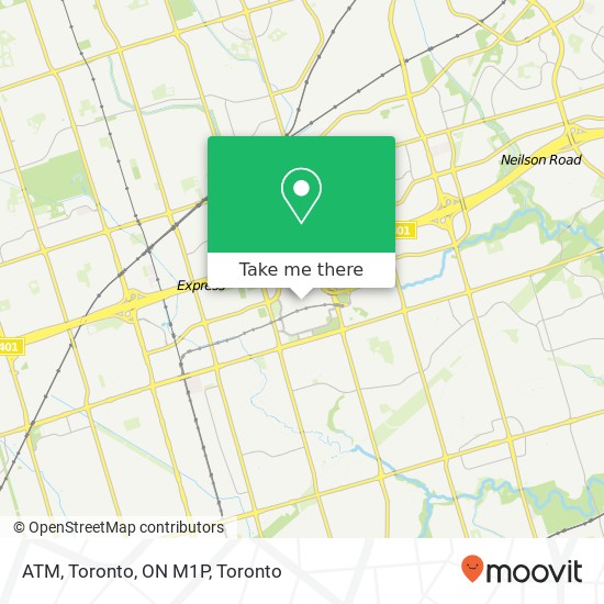 ATM, Toronto, ON M1P map