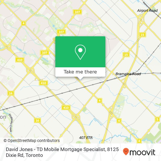 David Jones - TD Mobile Mortgage Specialist, 8125 Dixie Rd map