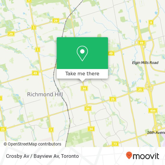 Crosby Av / Bayview Av map