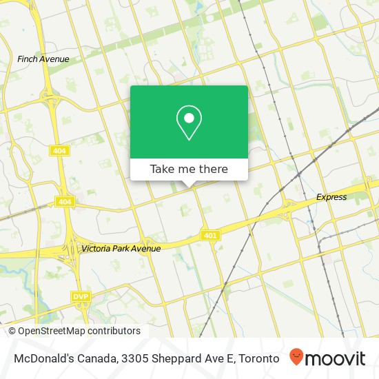 McDonald's Canada, 3305 Sheppard Ave E map