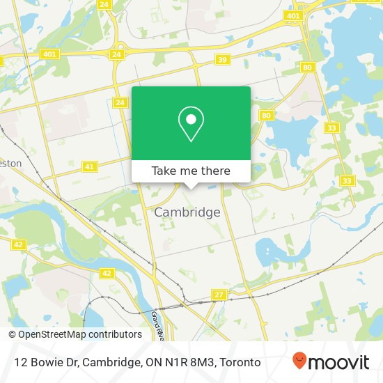 12 Bowie Dr, Cambridge, ON N1R 8M3 map