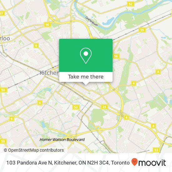 103 Pandora Ave N, Kitchener, ON N2H 3C4 map