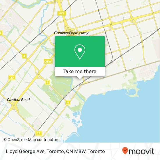 Lloyd George Ave, Toronto, ON M8W map