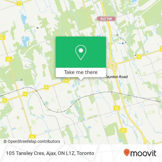 105 Tansley Cres, Ajax, ON L1Z map