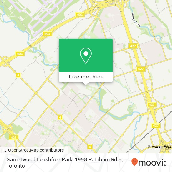 Garnetwood Leashfree Park, 1998 Rathburn Rd E map