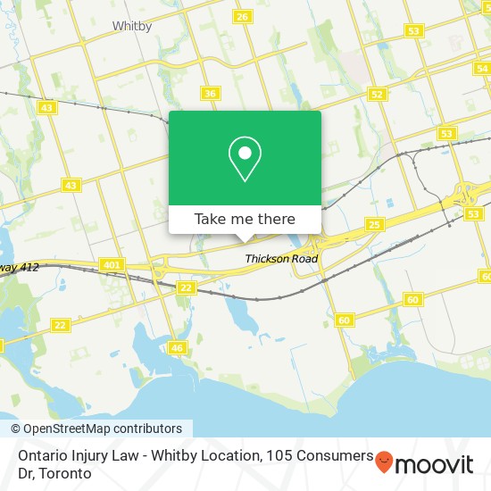 Ontario Injury Law - Whitby Location, 105 Consumers Dr plan