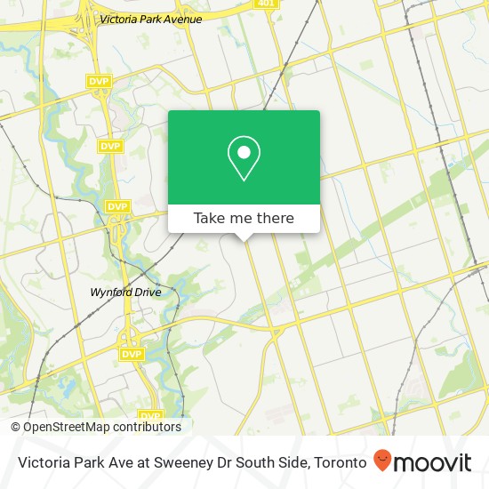 Victoria Park Ave at Sweeney Dr South Side map