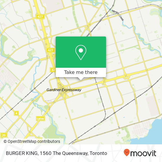 BURGER KING, 1560 The Queensway map