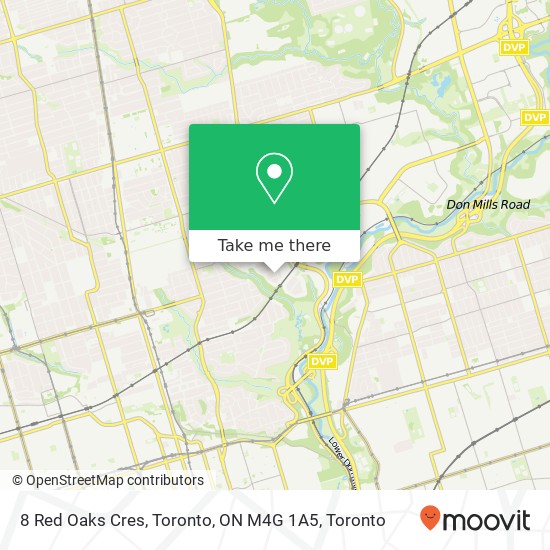 8 Red Oaks Cres, Toronto, ON M4G 1A5 map