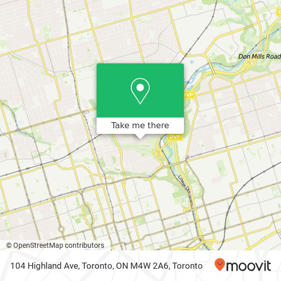 104 Highland Ave, Toronto, ON M4W 2A6 map