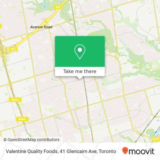 Valentine Quality Foods, 41 Glencairn Ave map