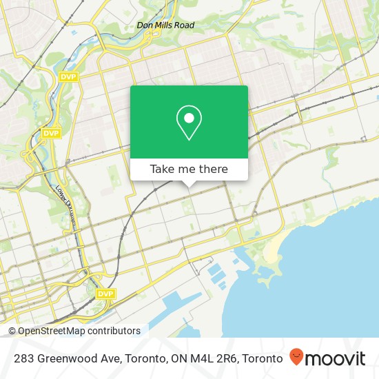 283 Greenwood Ave, Toronto, ON M4L 2R6 map