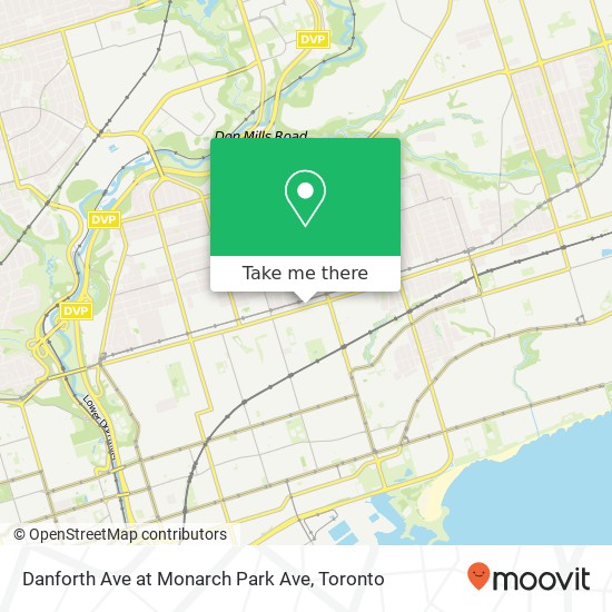 Danforth Ave at Monarch Park Ave map