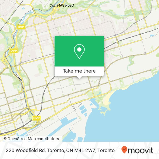 220 Woodfield Rd, Toronto, ON M4L 2W7 map