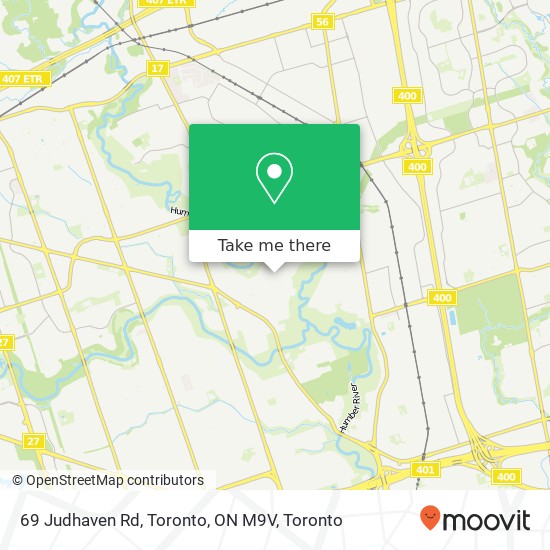 69 Judhaven Rd, Toronto, ON M9V map