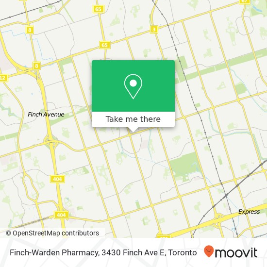 Finch-Warden Pharmacy, 3430 Finch Ave E map