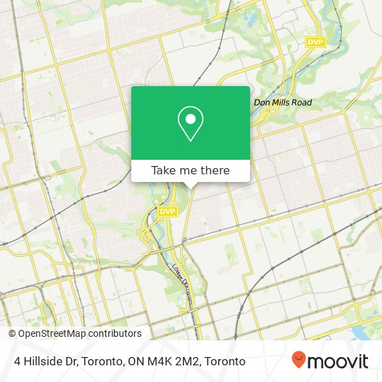 4 Hillside Dr, Toronto, ON M4K 2M2 map