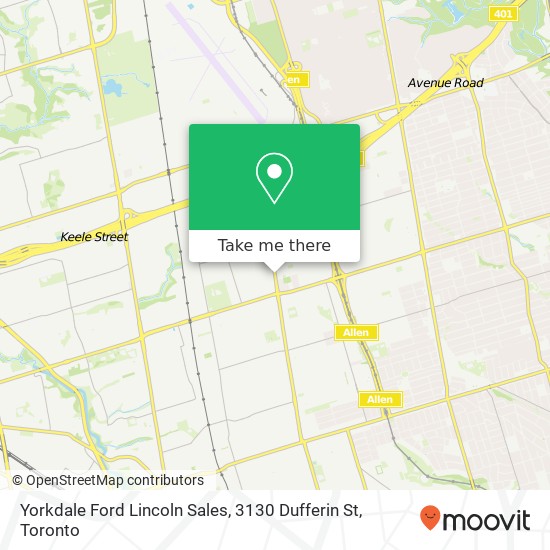 Yorkdale Ford Lincoln Sales, 3130 Dufferin St map