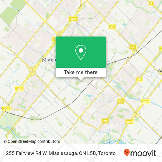 255 Fairview Rd W, Mississauga, ON L5B map