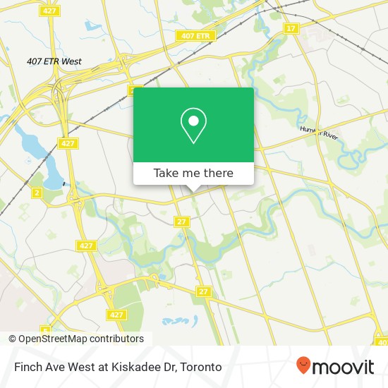 Finch Ave West at Kiskadee Dr map