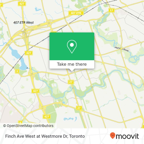 Finch Ave West at Westmore Dr map