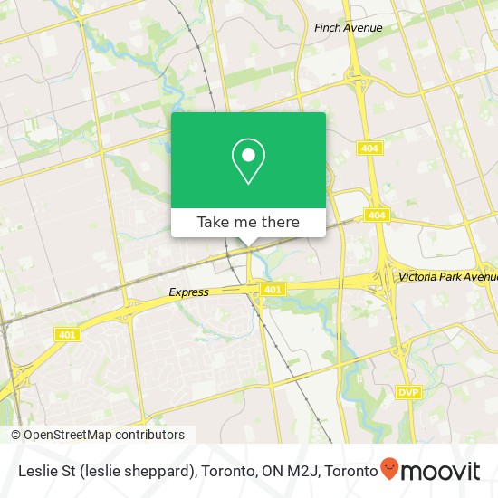 Leslie St (leslie sheppard), Toronto, ON M2J map
