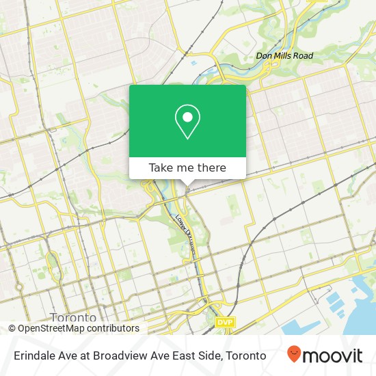Erindale Ave at Broadview Ave East Side map