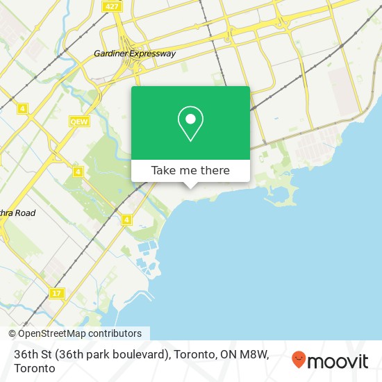 36th St (36th park boulevard), Toronto, ON M8W map