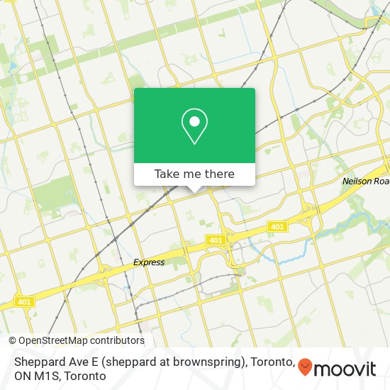 Sheppard Ave E (sheppard at brownspring), Toronto, ON M1S map