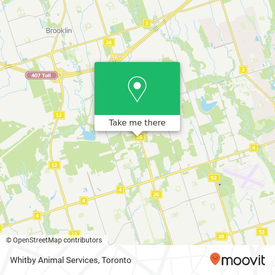 Whitby Animal Services map