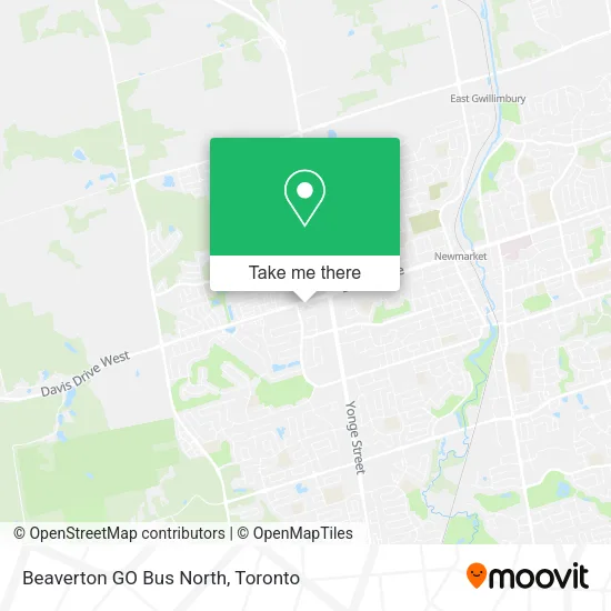 Beaverton GO Bus North map