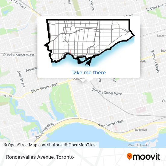 Roncesvalles Avenue map