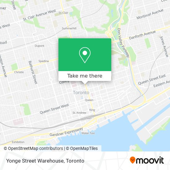 Yonge Street Warehouse map