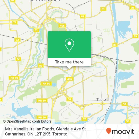 Mrs Vanellis Italian Foods, Glendale Ave St Catharines, ON L2T 2K5 map