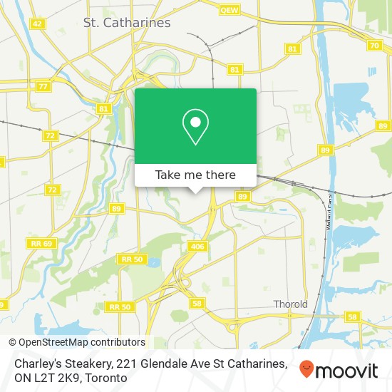 Charley's Steakery, 221 Glendale Ave St Catharines, ON L2T 2K9 map